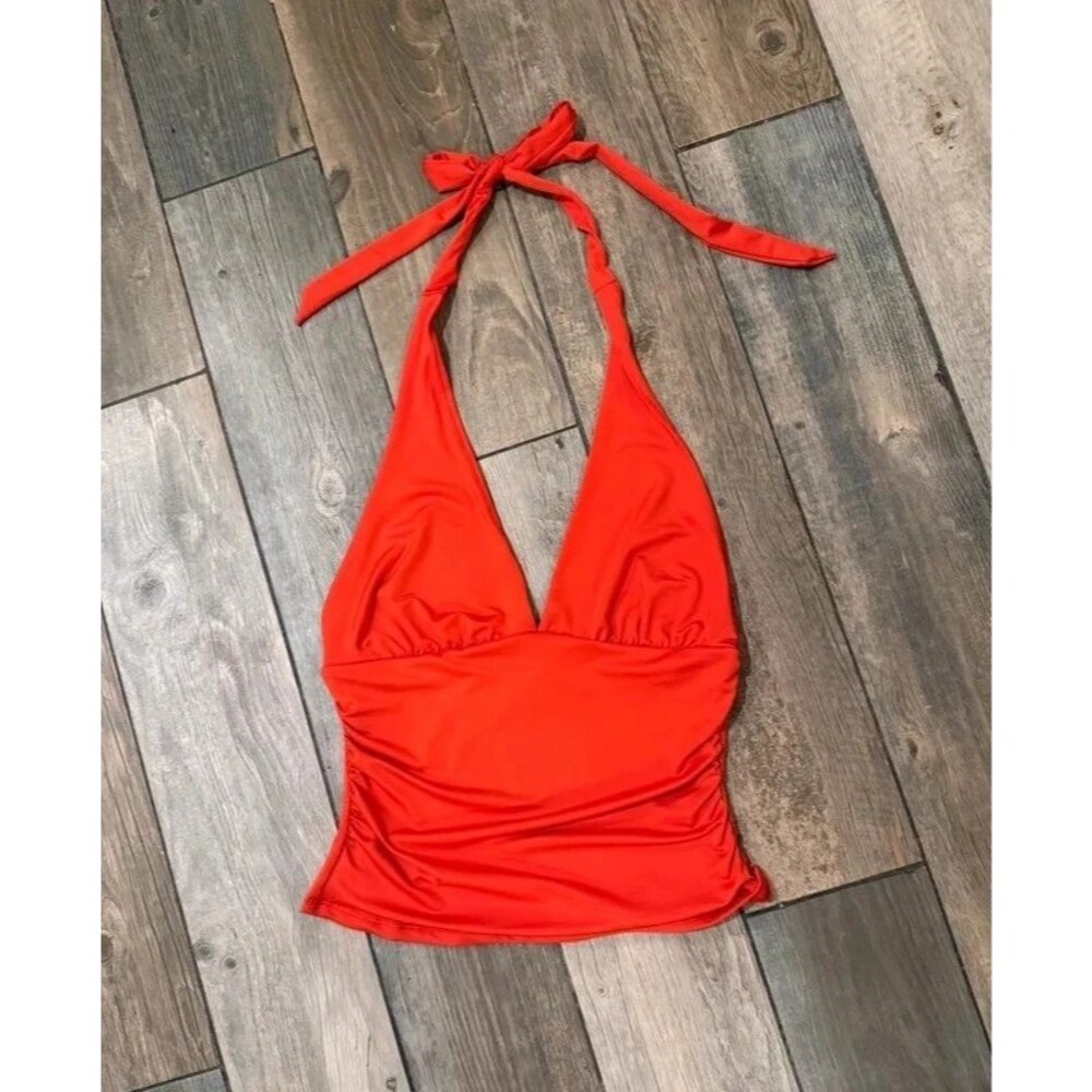 Y2k Style Red Halter Top with Rouching Size M